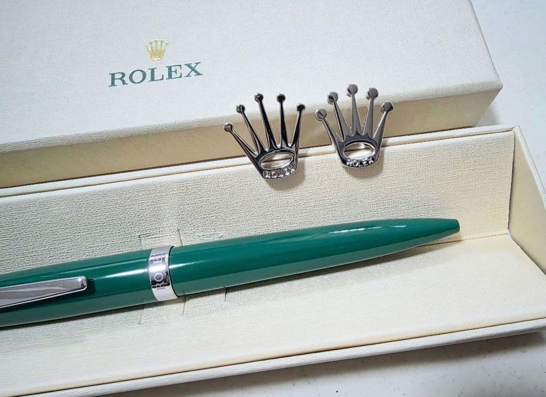 ロレックス　グリーンボールペン・カフスセット　箱付き　新品