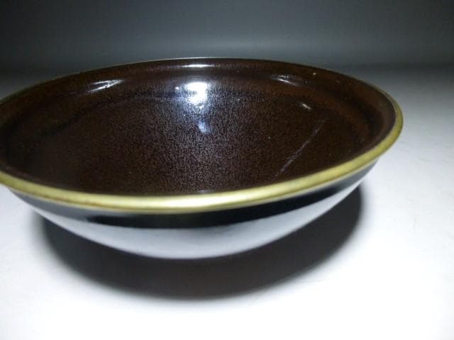 近代陶芸界の巨匠・板谷波山　天目茶碗／共箱・共布／覆輪