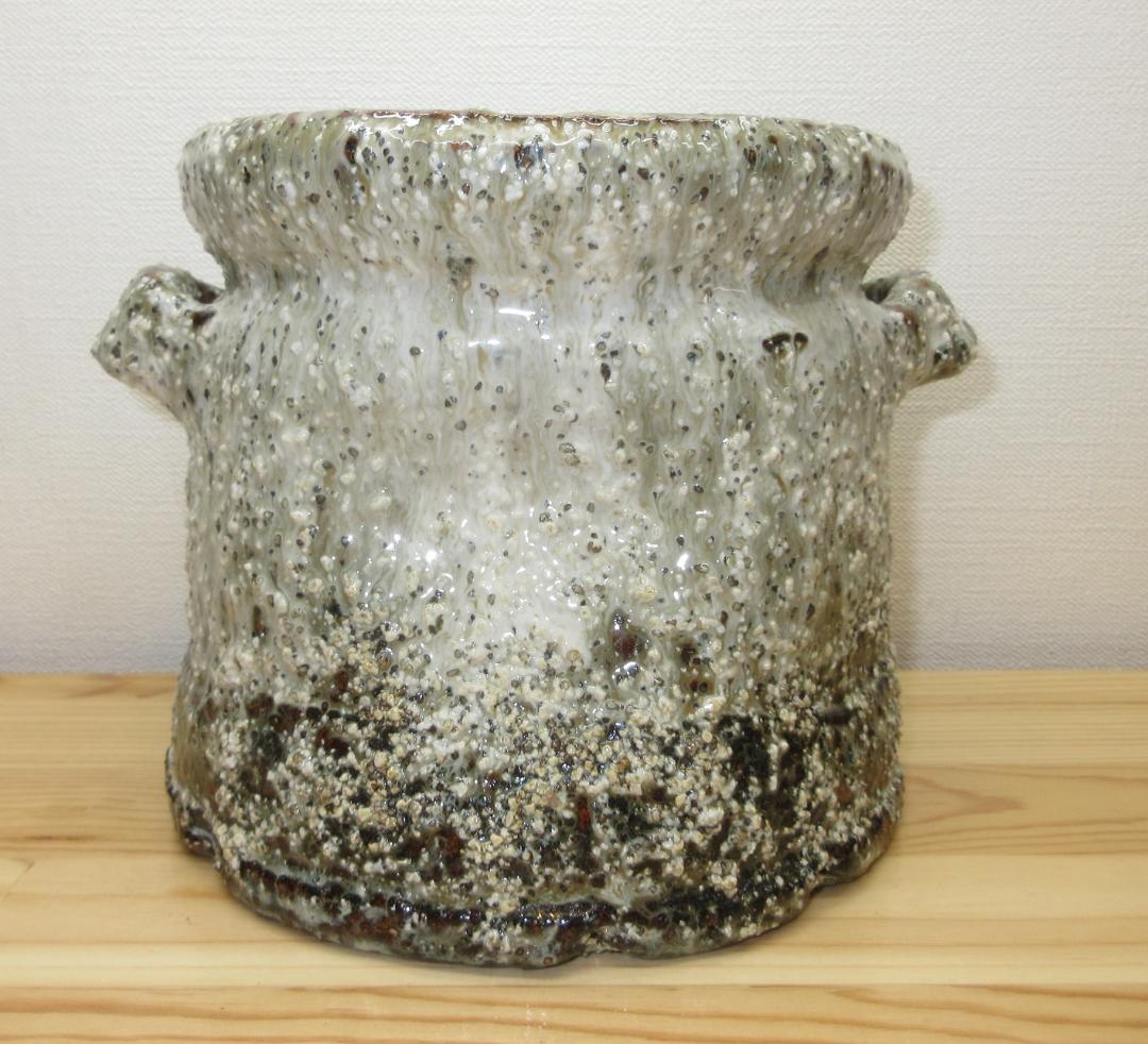 送料込【逢絢亭】茶道具 水指 瀬戸焼 萩釉 曜変水指 耳付 味下隆司 共箱入り