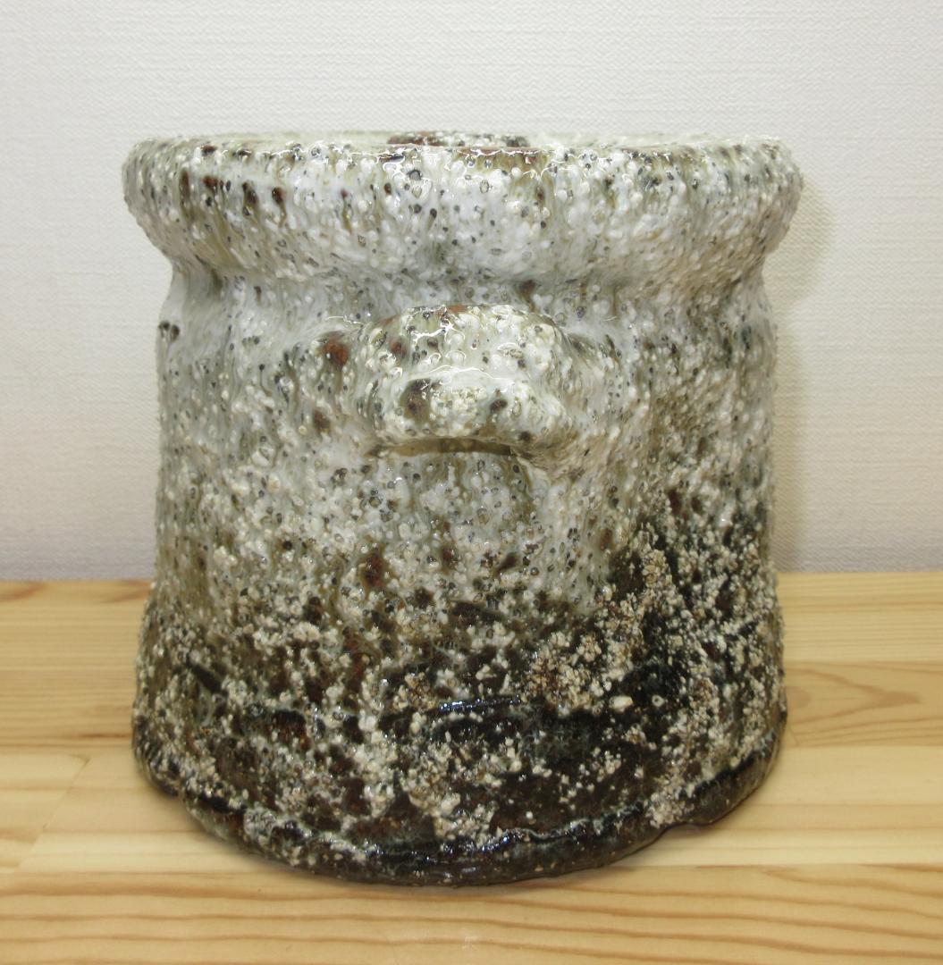 送料込【逢絢亭】茶道具 水指 瀬戸焼 萩釉 曜変水指 耳付 味下隆司 共箱入り