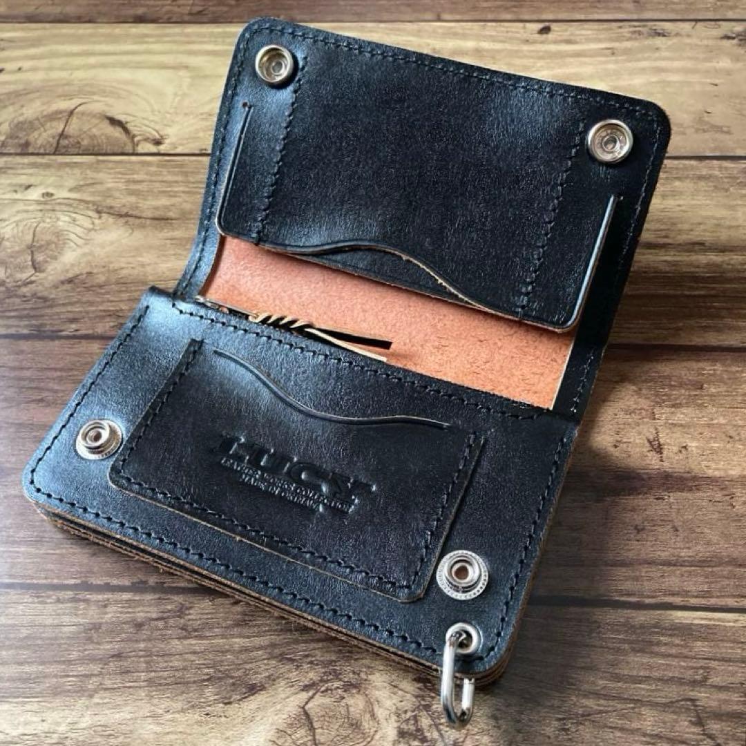 【はま寿司】ミドルトラッカーウォレット 茶芯ブラック【お札を折らずに収納】