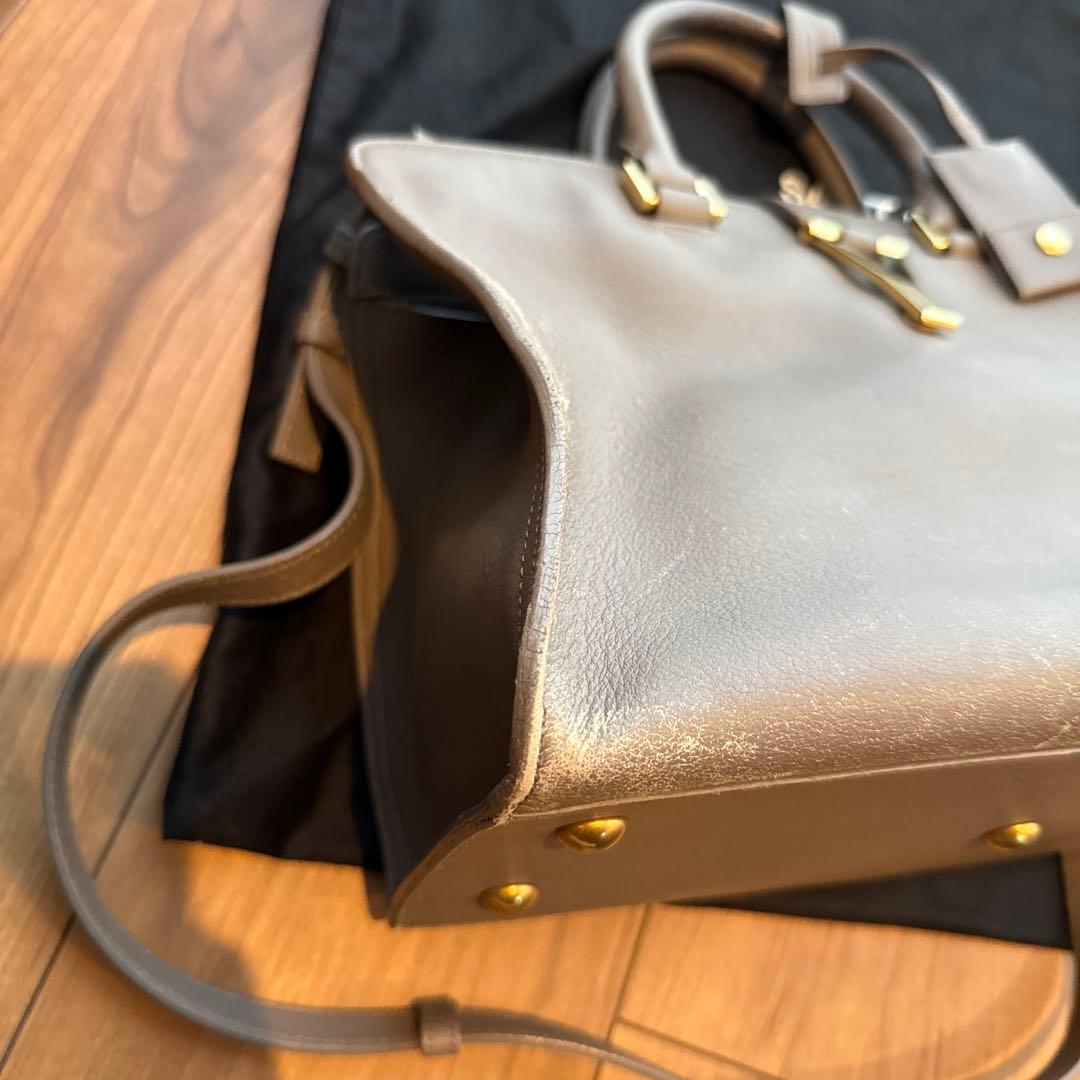 お値下げ　SAINT LAURENT グレー レザーハンドバッグ 保存袋付き