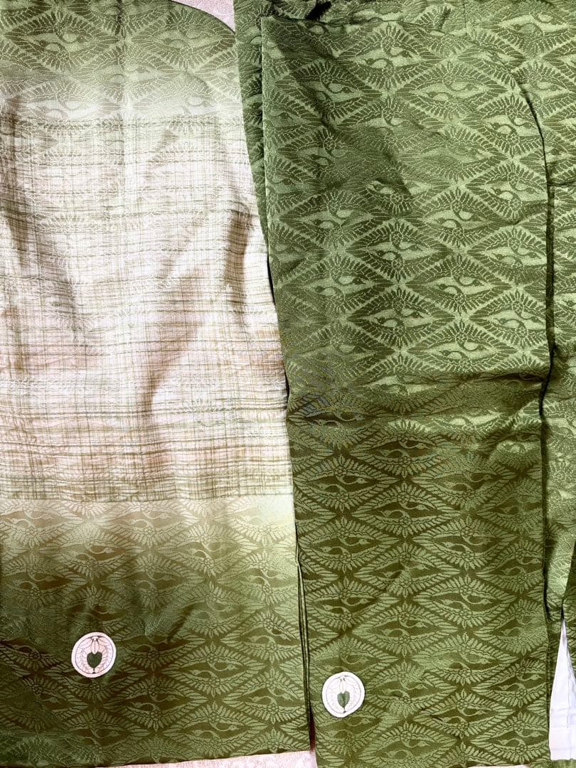 七五三　5才　男の子　晴れ着一色　フルセット　一度使用　グリーン濃淡系　違い矢紋