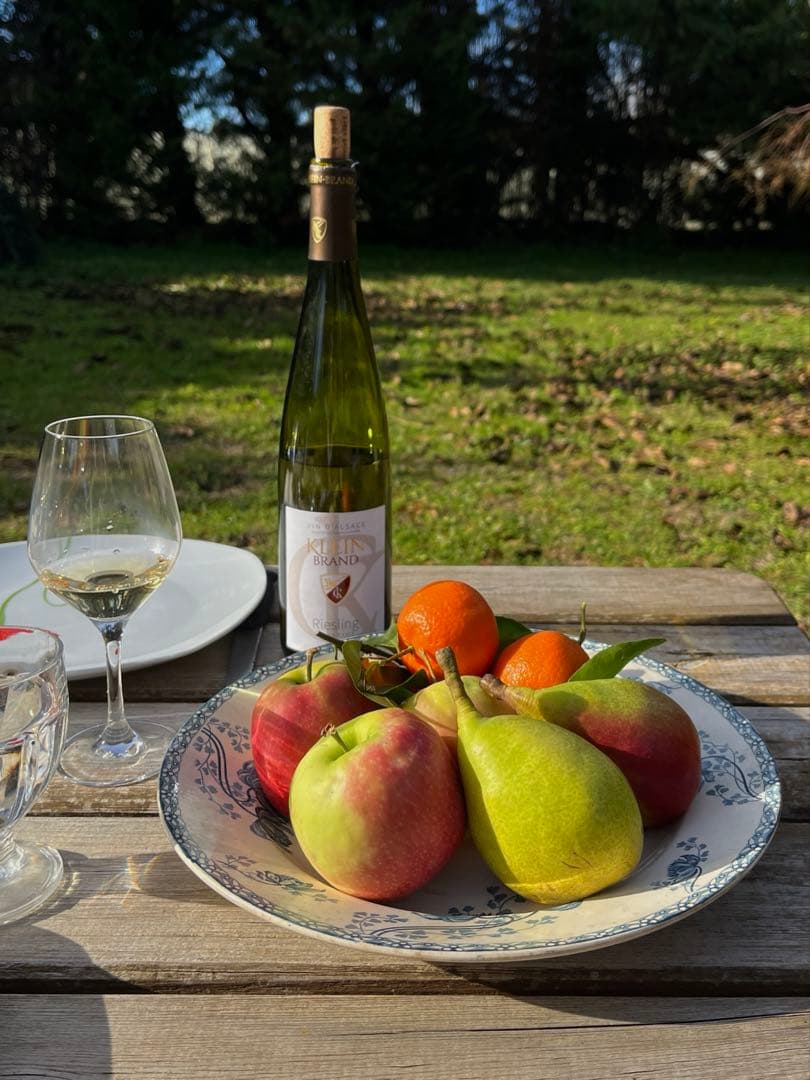 ◆フランスアンティーク｜サングミンヌ30cm大皿プレート花ボタニカル青緑陶器睡蓮