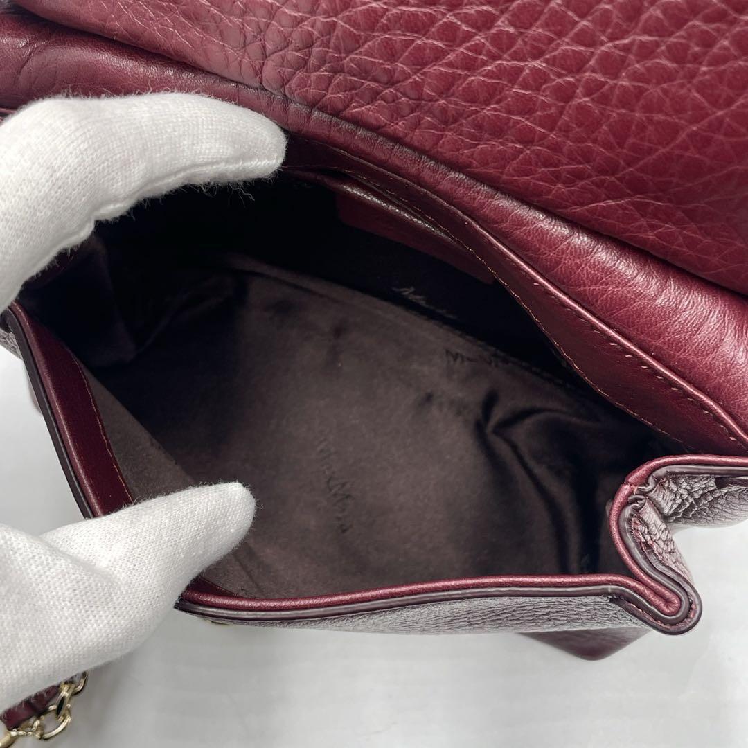 未使用級● マックスマーラ ファー ショルダーバッグ チェーン レザー