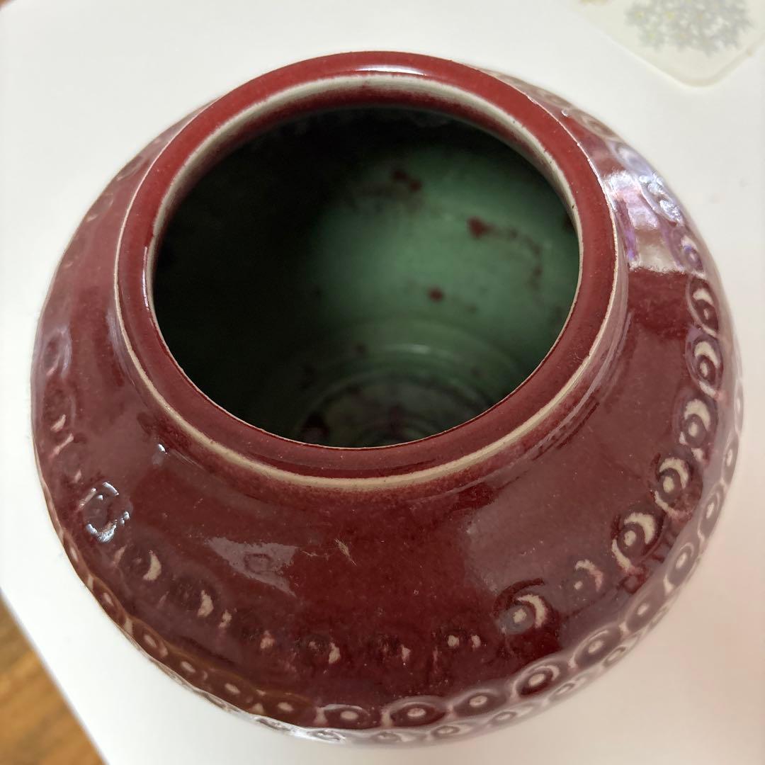 平安　猛　作　新品未使用品　辰砂　　花瓶　木箱　表書き付き