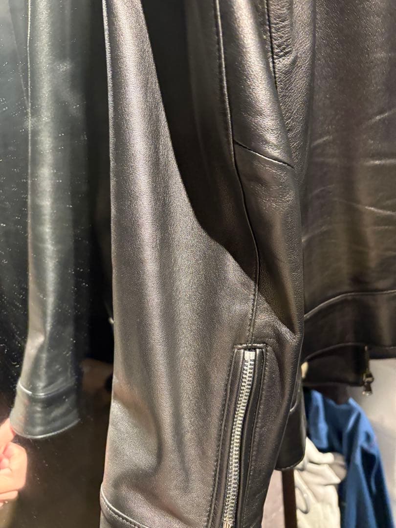 美品 ナノユニバース ラムレザー シングルライダース L