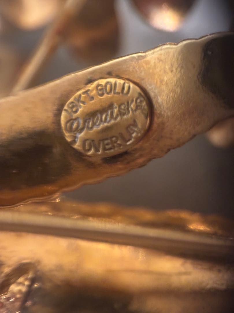 18k GOLD Overly ブローチUSAヴィンテージ