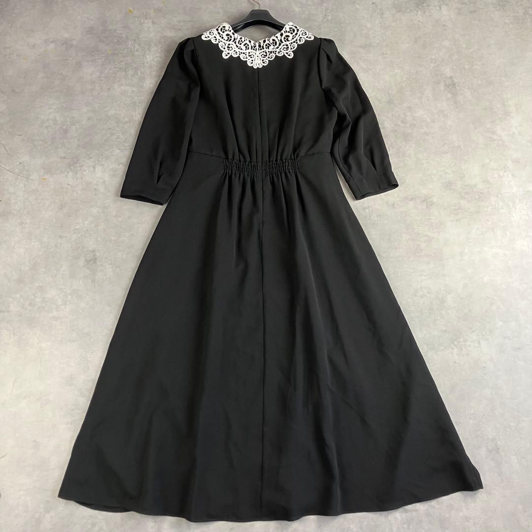 etoll. レースカラー7部袖ロングワンピース ドレス L 2way 結婚式