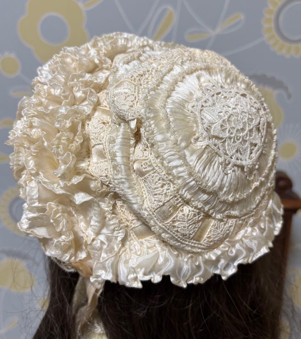 セール中　アンティークビスクドール ドレス　大きいドール用　ボネセット