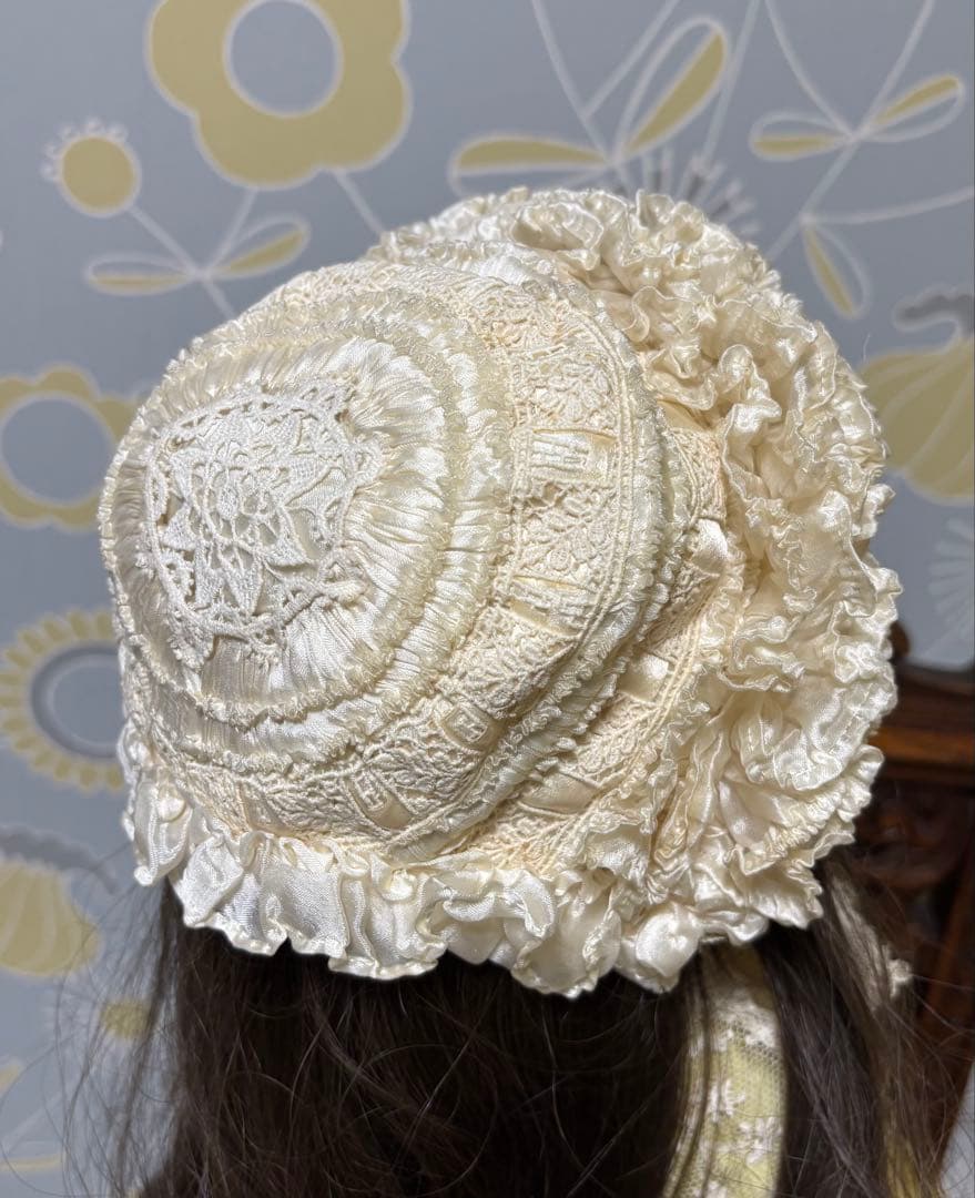 セール中　アンティークビスクドール ドレス　大きいドール用　ボネセット