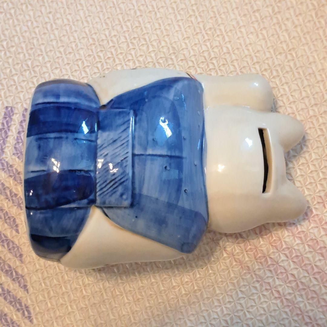 青い着物　招き猫　置物　貯金箱　陶器　まねき猫　ねこ　ヴィンテージ