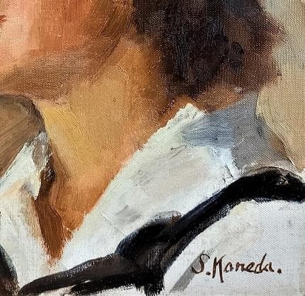 金田新治郎　婦人像　Ｆ4号　油彩画　真作