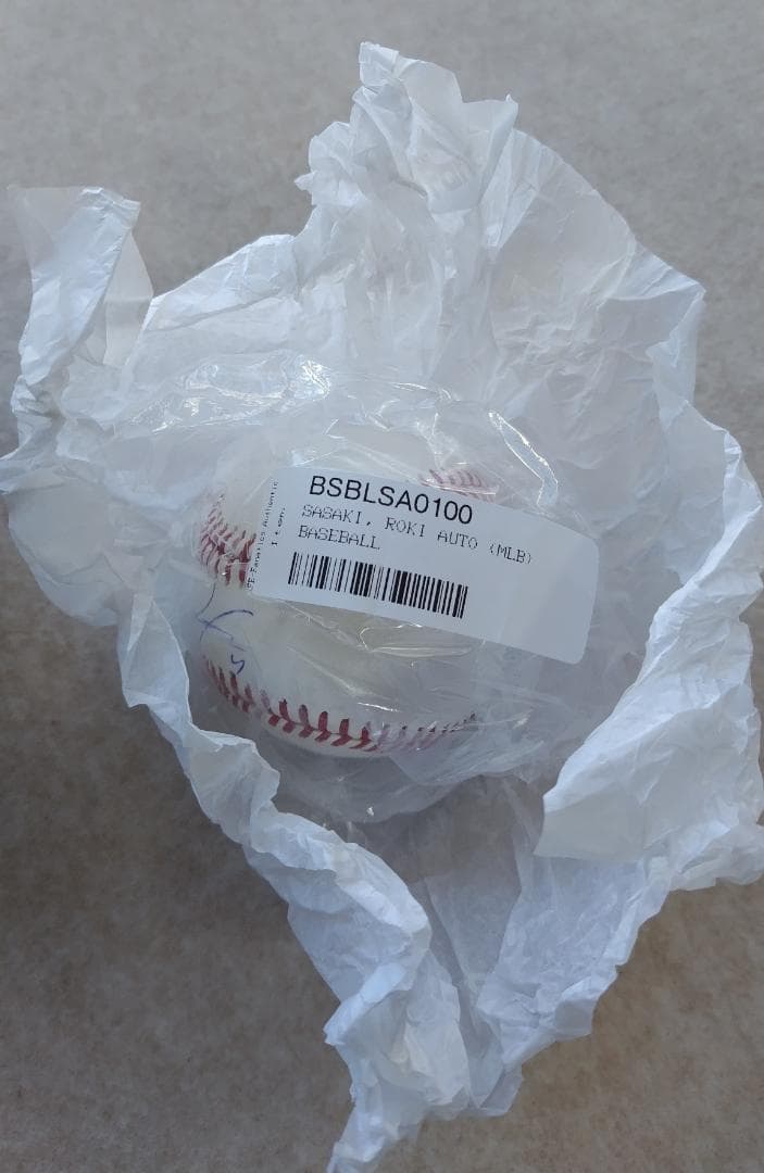 ドジャース　佐々木朗希選手　サイン入り　MLB公式ボール