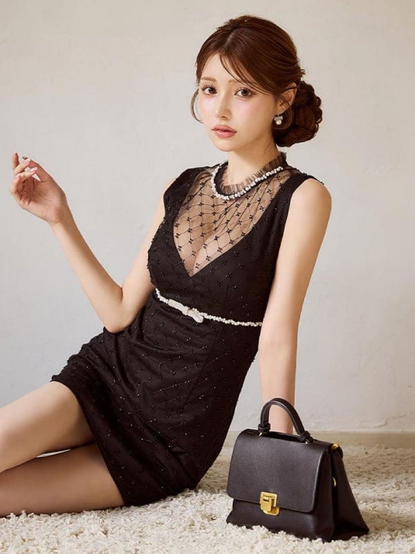 JEWELS ジュエルズ キャバクラ ドレス ビジュー リボン シアー チュール