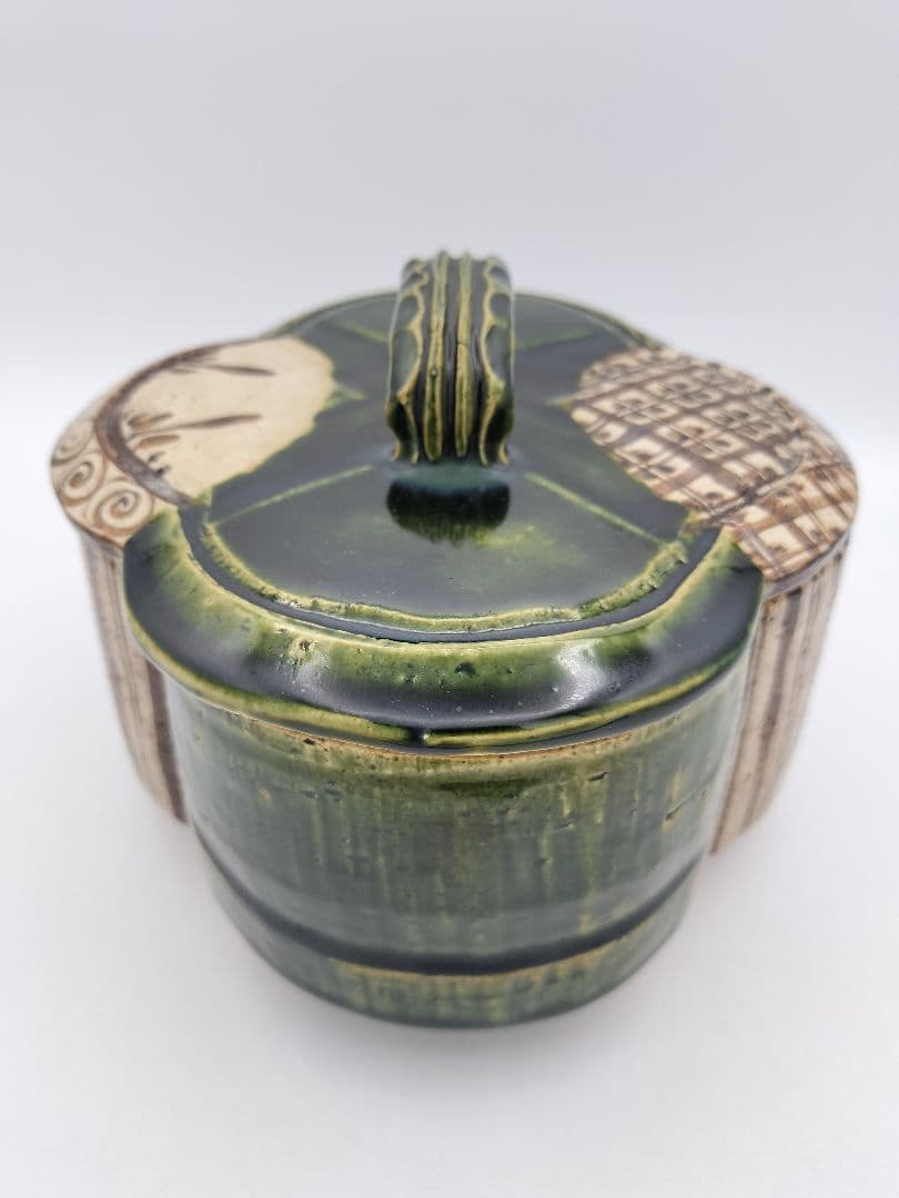 b104 食篭 織部 松本鉄山 木箱 茶道具 古物 喰籠　表千家