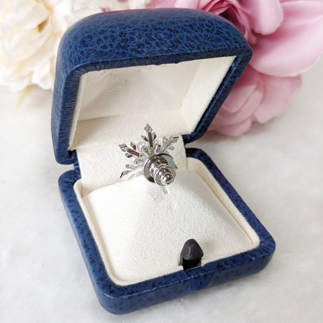 ✨ほぼ未使用✨MIKIMOTO パール7珠 ピンブローチ 雪の結晶