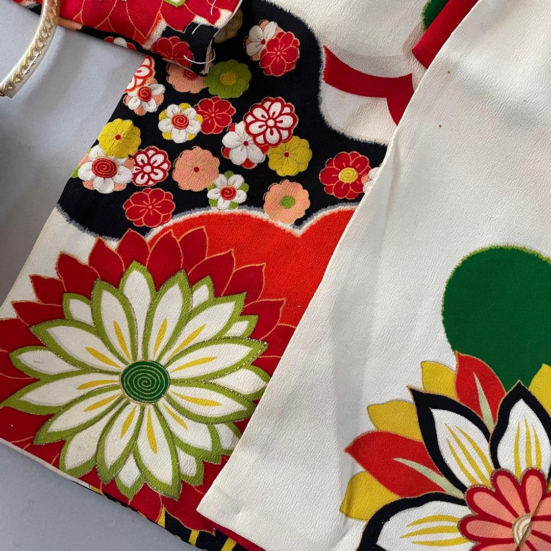 七五三　小さめ7歳さん〜6歳　アンティークお着物セット　半幅帯コーデ