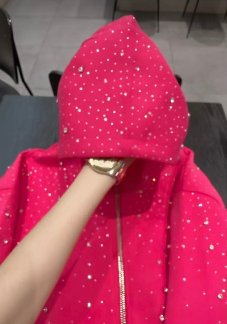 VYBES ラインストーンギャラクシージップアップ ピンク / M