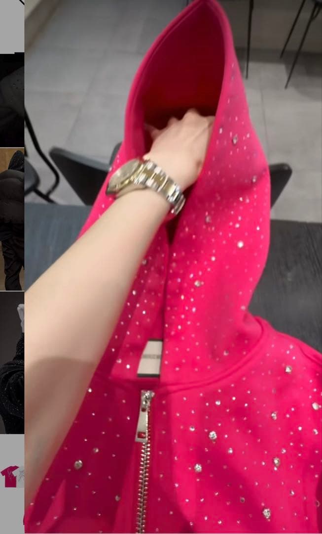 VYBES ラインストーンギャラクシージップアップ ピンク / M