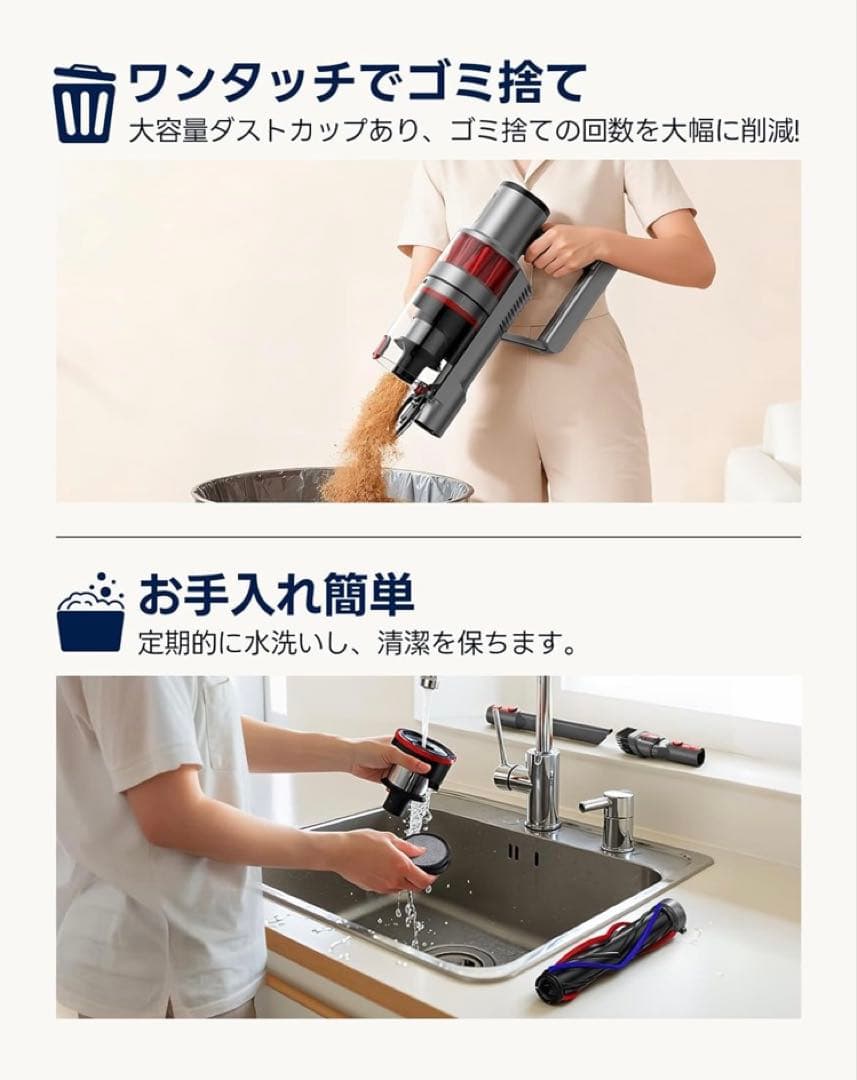 【新品未使用】掃除機 55000pa超強力吸引 自立式 コードレス 2WAY