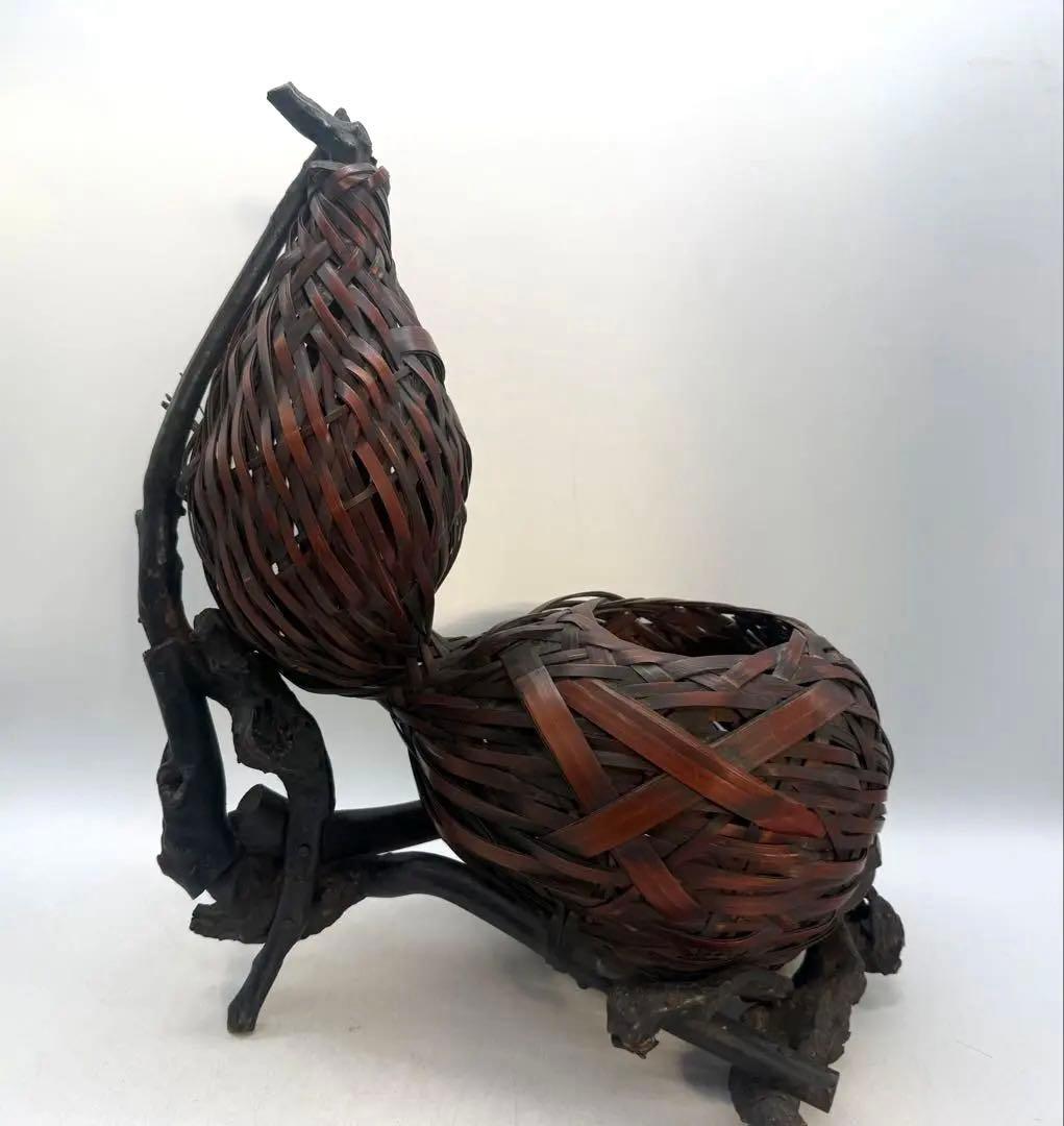 時代　竹製　瓢箪型花入　茶道具　送料込み260117