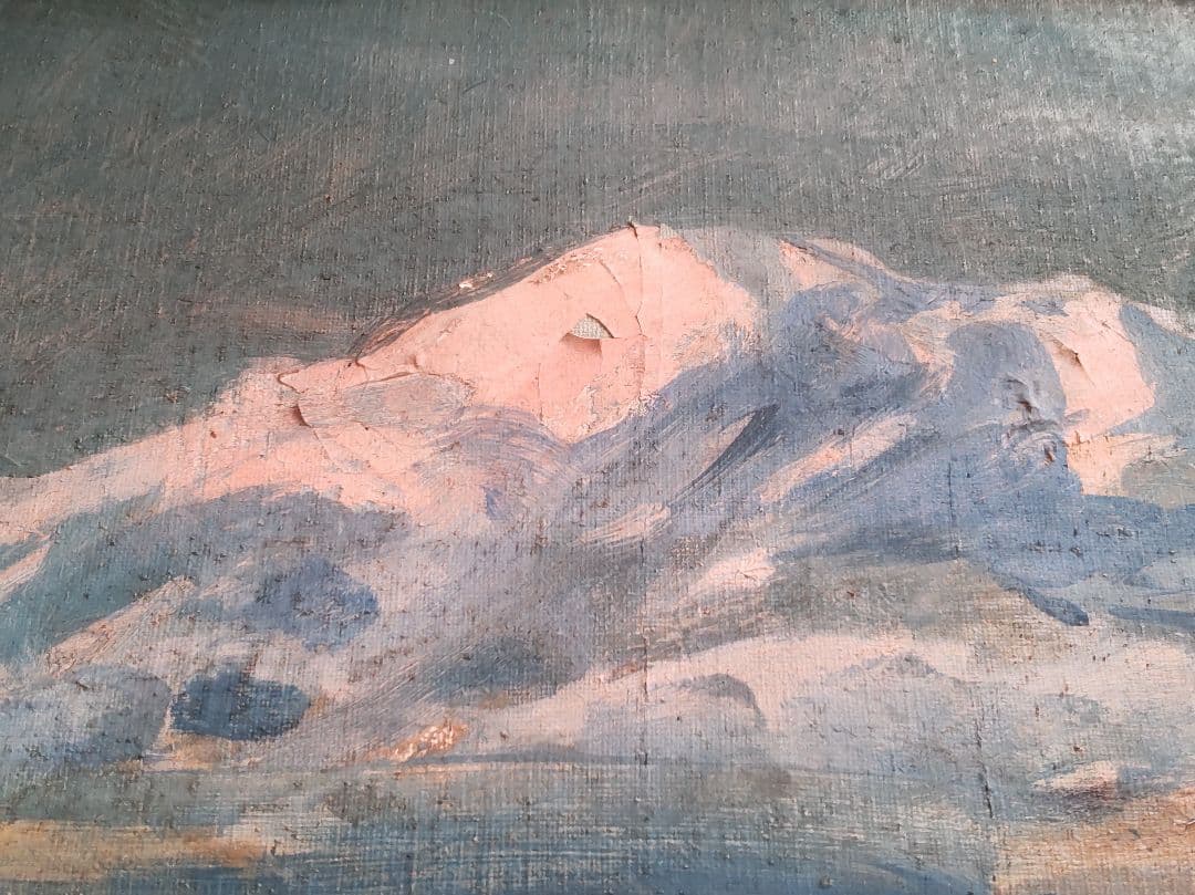 【珍品】北方領土 択捉島 単冠山 ヒトカップ山 絵画 油絵