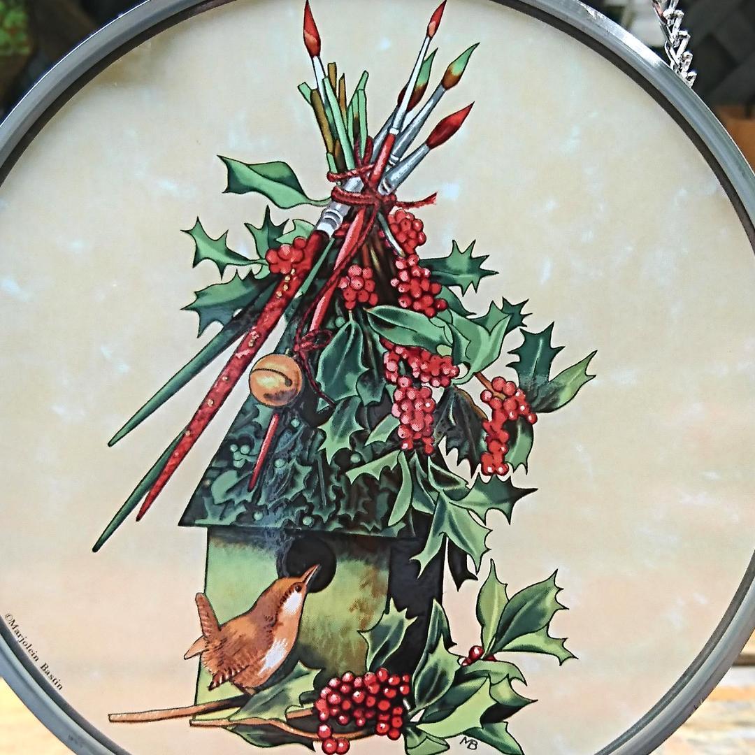 新品バスティン ステンドグラスHollyヒイラギ グラスマスターズ社 クリスマス