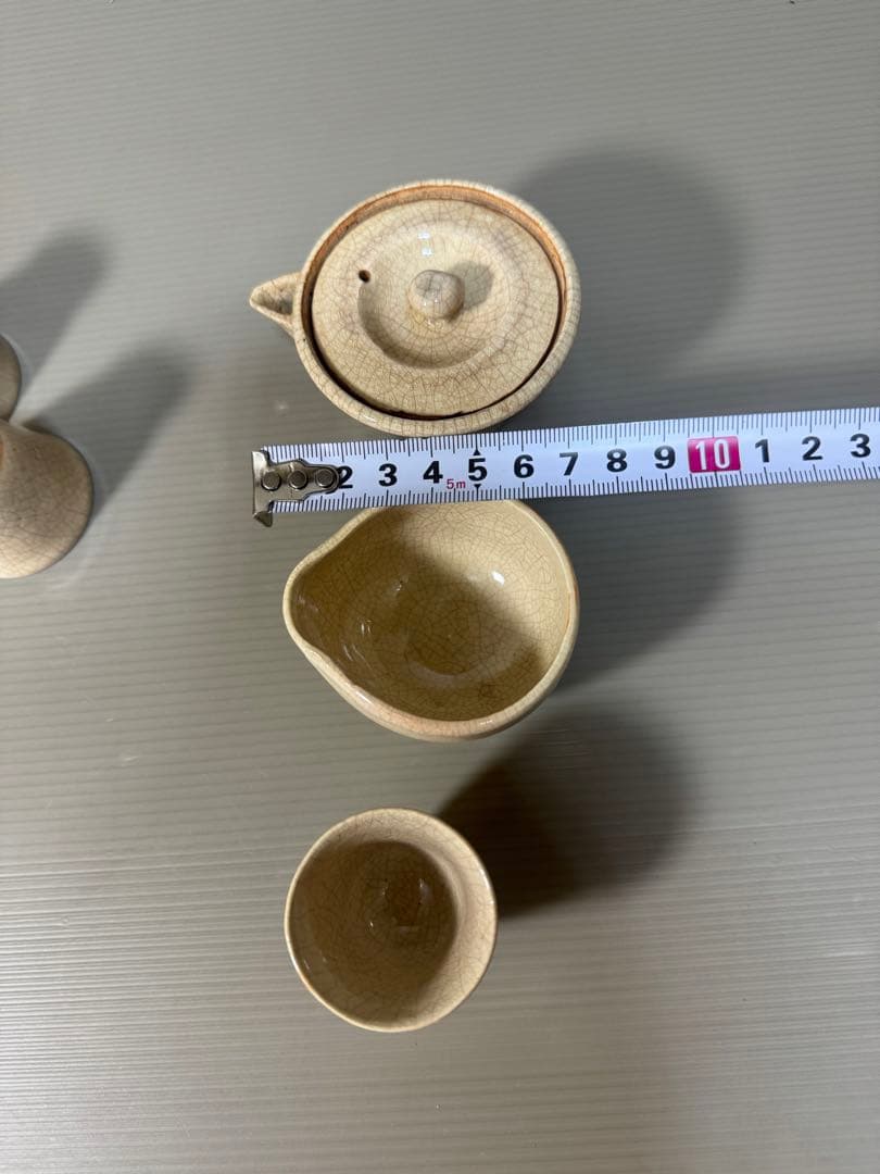 2264 十三代　坂田泥華作　萩焼　茶器セット　宝瓶1客　湯冷し1客　湯呑6客