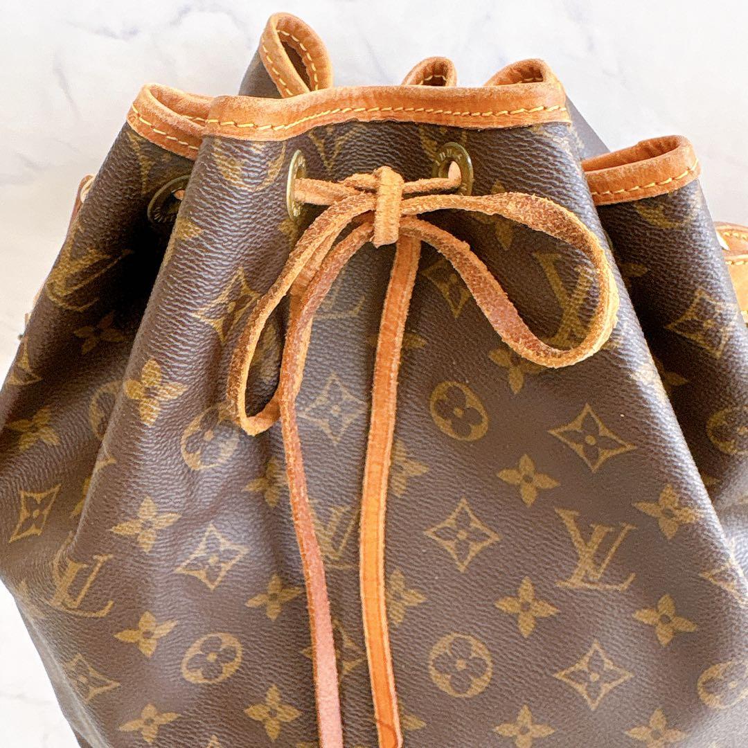 【希少】ルイヴィトン　モノグラム　巾着　ショルダーバッグ　ノエ ヌメ革