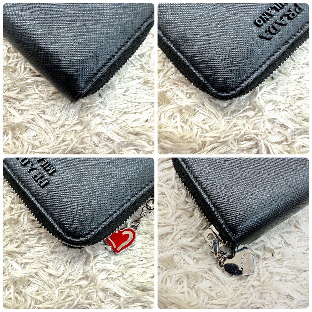 【未使用級】プラダ ケース 小銭入れ ブラック シャイン サフィアーノ