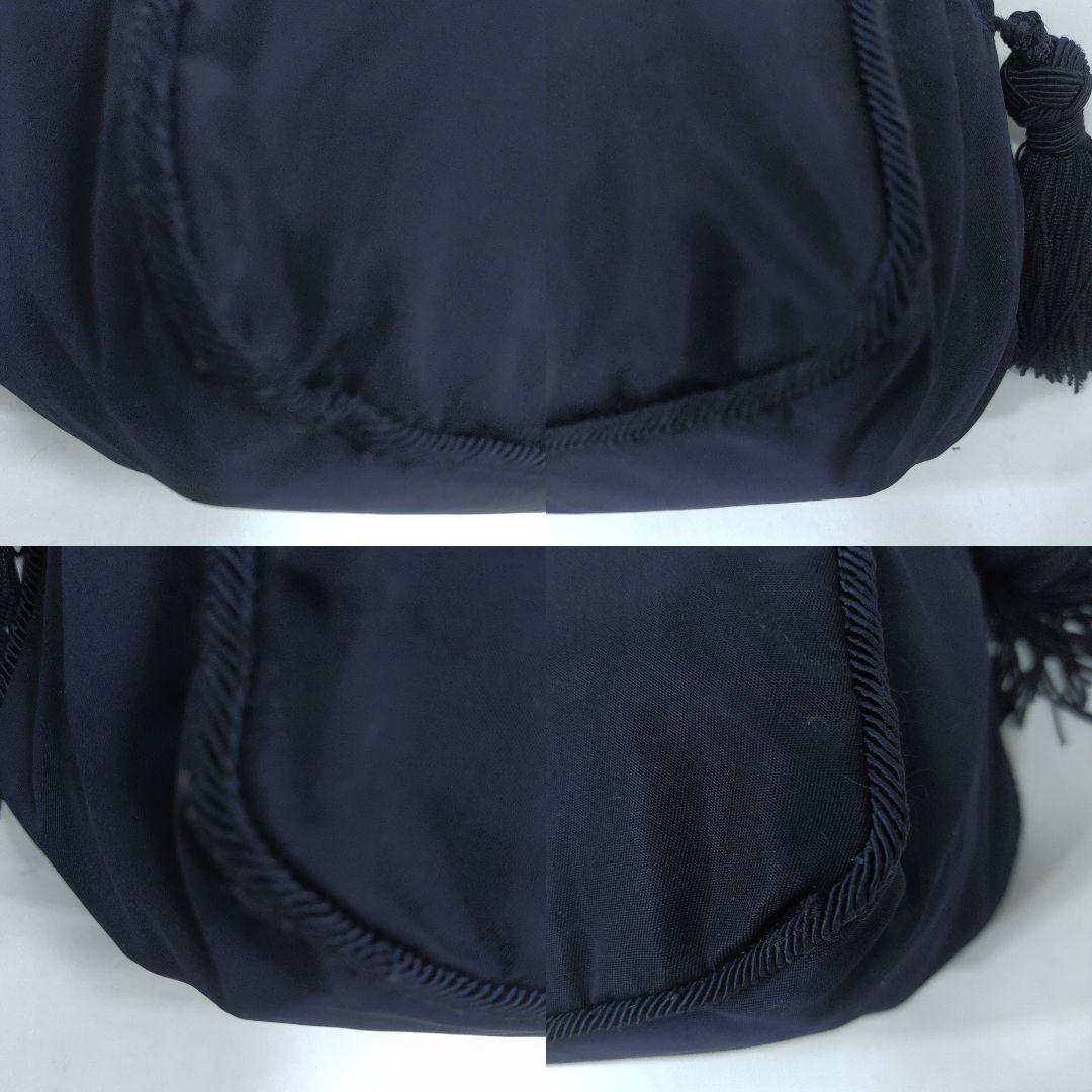 プラダ ハンドバッグ ナイロン ビーズロゴ 紺 タッセル