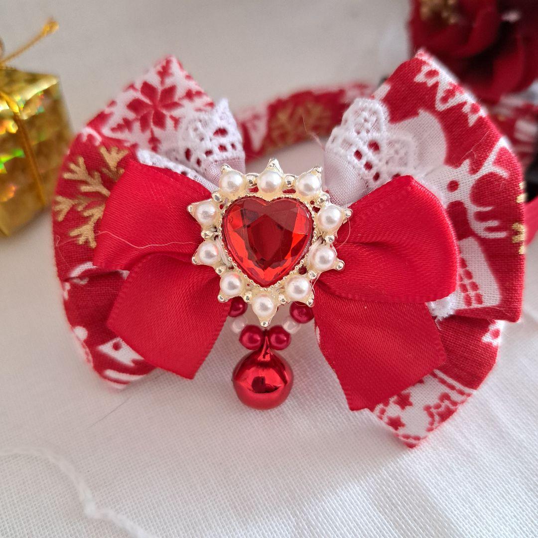 クリスマスシリーズ(赤×白)わんちゃん猫ちゃん用首輪