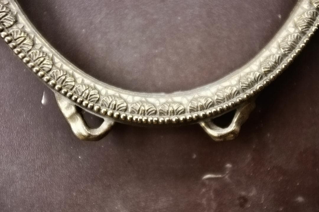 フランス 29c 金のリボンと金の葉とオーバルの額縁 フレーム アンティーク