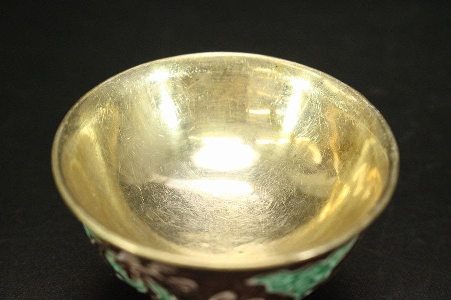 永楽焼 内銀張 徳利一対 盃五客 金生堂造 共箱 美品(A273)