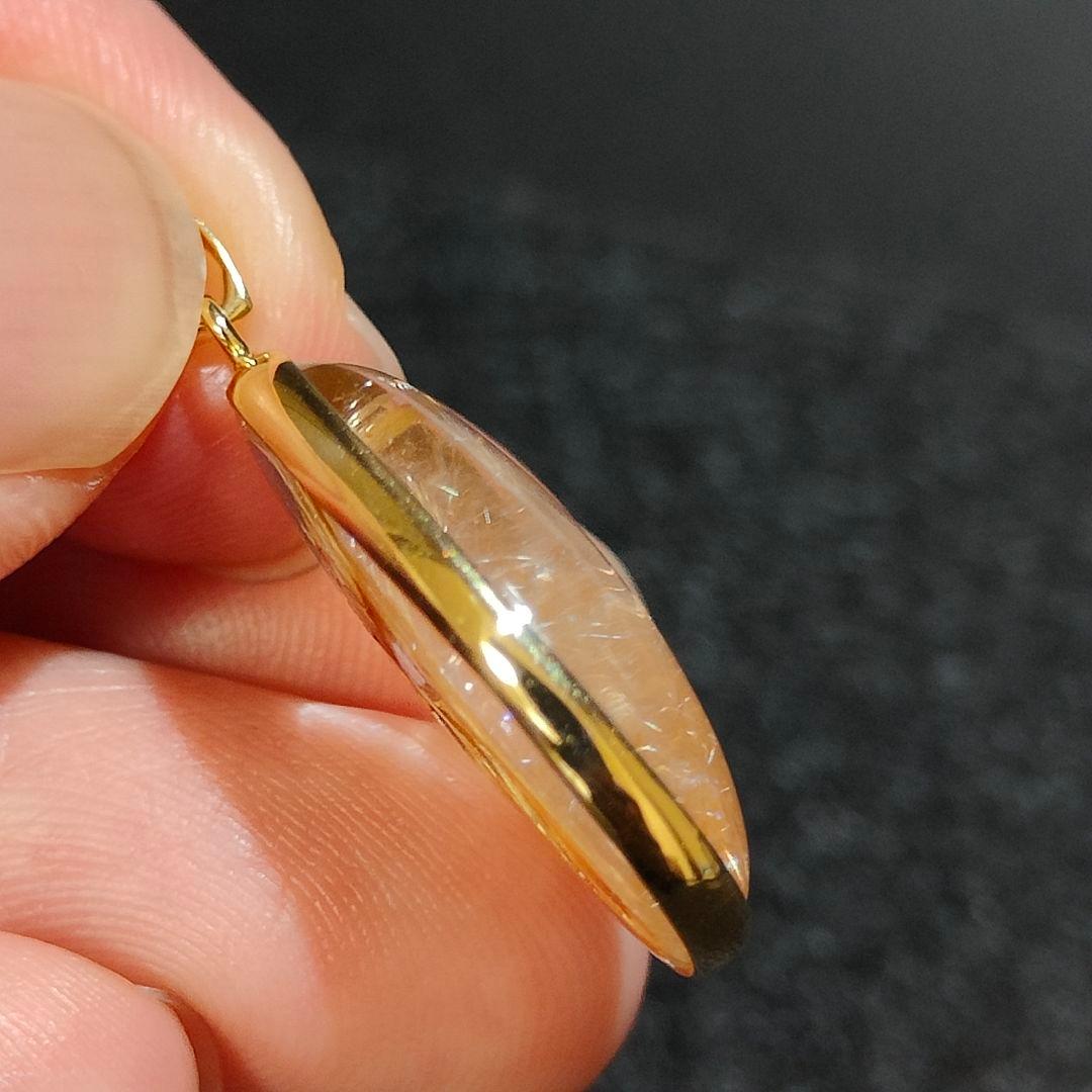 3 ルチルクォーツ　18金　ペンダント　金針水晶　天然石　金運　風水　水晶　財運