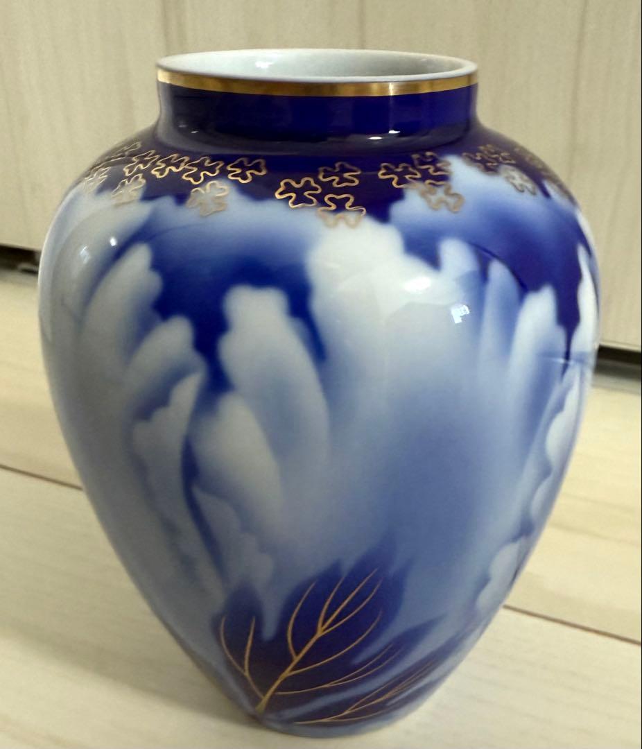 深川製磁　牡丹金ミル　台付冠付6寸飾壺　宮内庁御用達