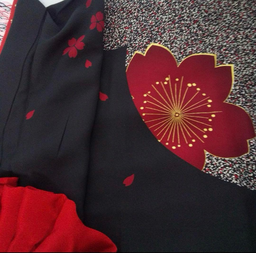 黒赤桜正絹振袖フルセット等 袋帯 帯締め 帯揚げ 半襟 重ね襟 成人式卒業式等