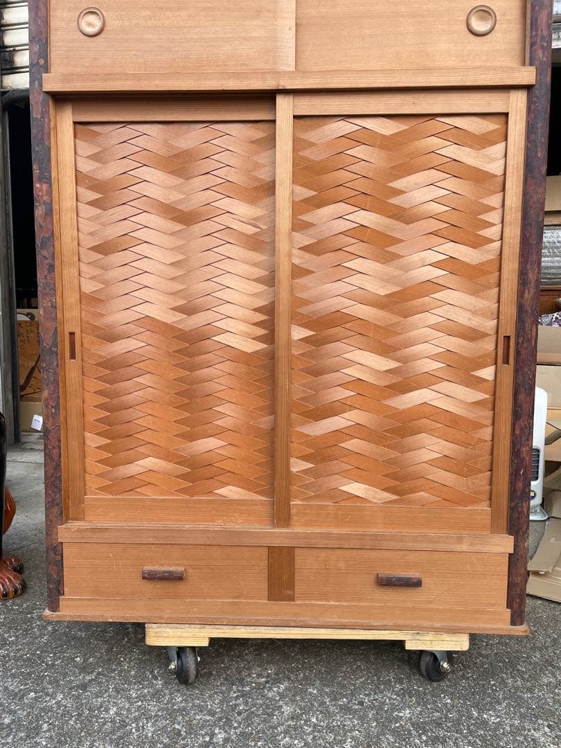 伝統工芸 茶道具　置水屋　水屋箪笥　網代引戸　茶箪笥