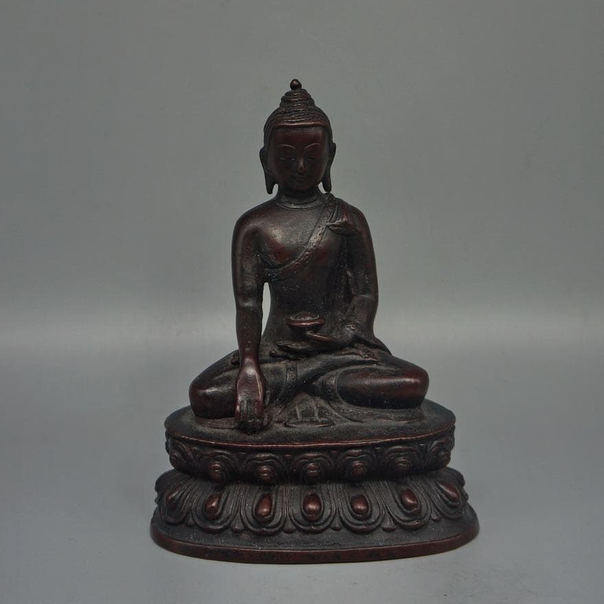 銅製・釈迦坐像 坐仏像 蓮の花台付き