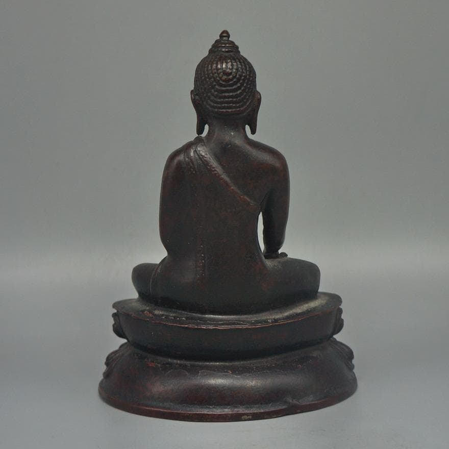 銅製・釈迦坐像 坐仏像 蓮の花台付き