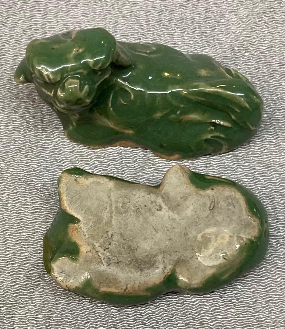 B287b 「青磁 獅子香合」前大徳誡堂箱書付　紀州御庭焼青瓷獅子　茶道具