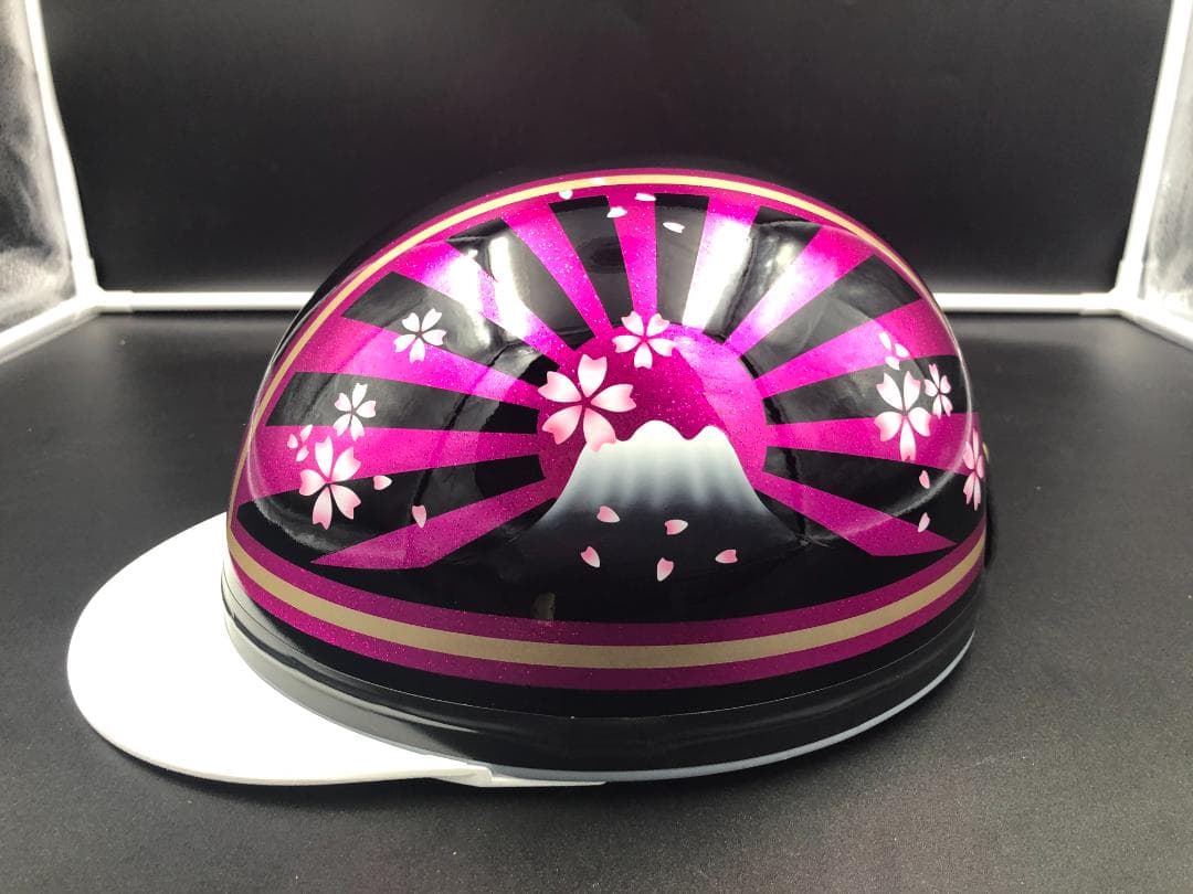 コルク半　カスタム　富士日章　三つボタン　ブラックピンクゴールド　ラメ　桜