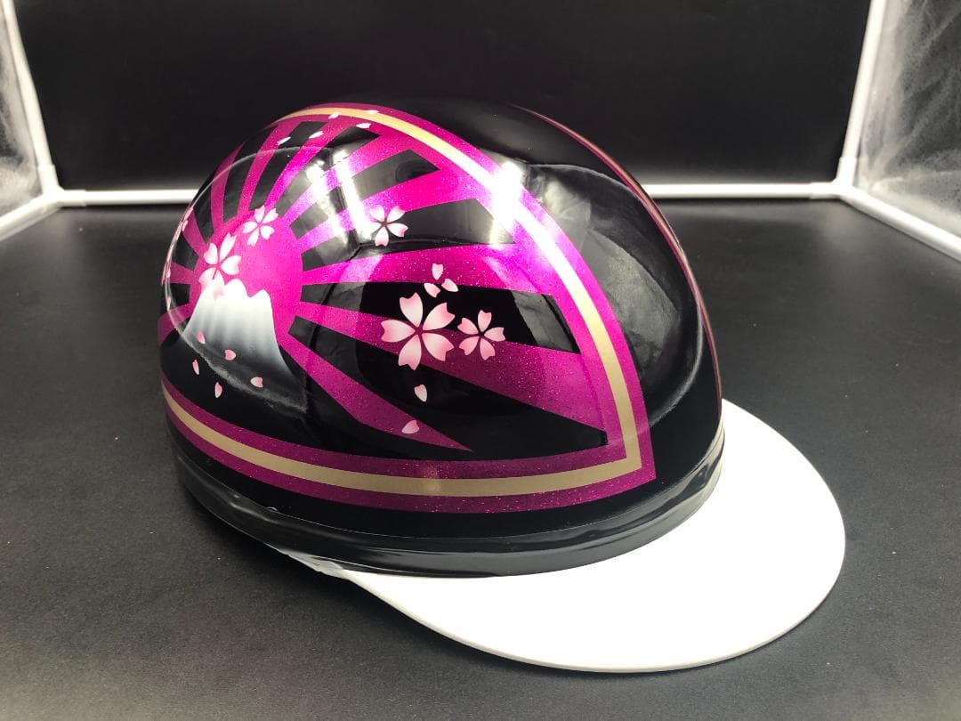 コルク半　カスタム　富士日章　三つボタン　ブラックピンクゴールド　ラメ　桜