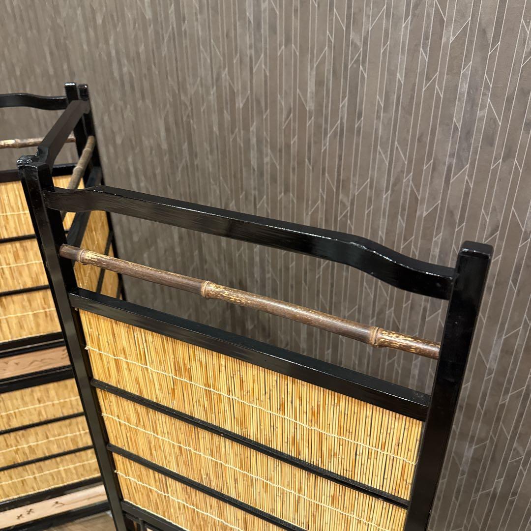 竹細工 衝立 4連 パーテーション 和モダン 間仕切り 昭和レトロ 古家具