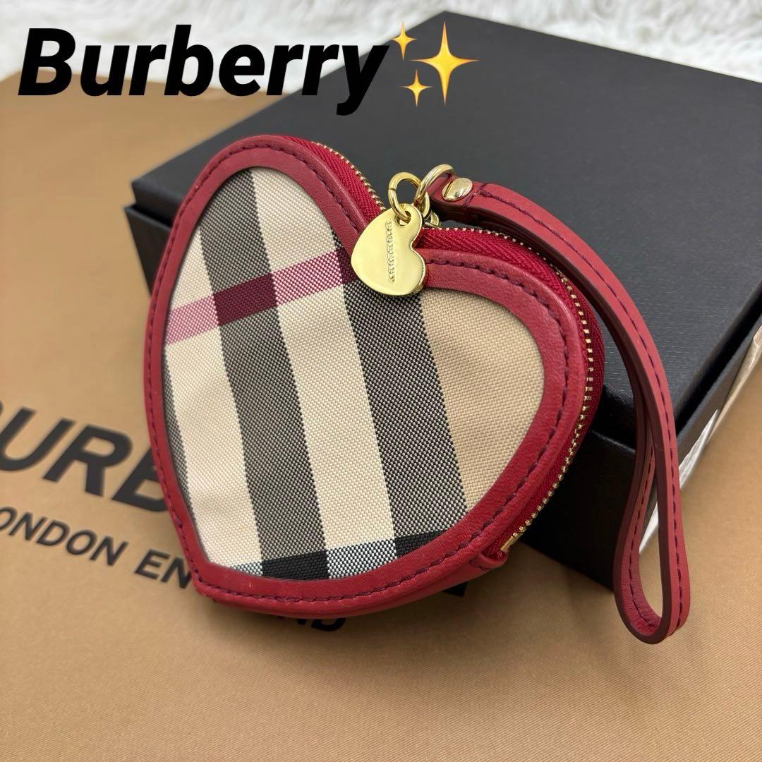 Burberry ケース　ハート　チャーム　レザー　ナイロン　ノバチェック