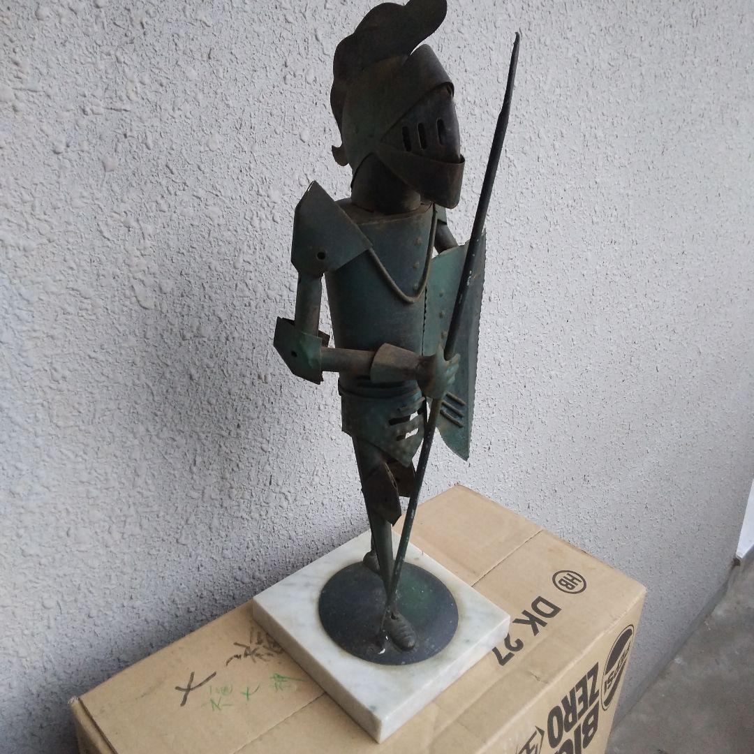金属製 騎士像 大理石ベース 約30cm