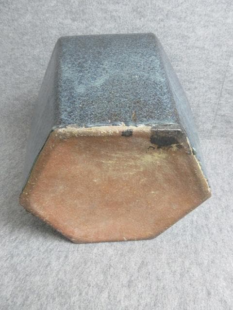 青海鼠釉六角火鉢 [B27332]