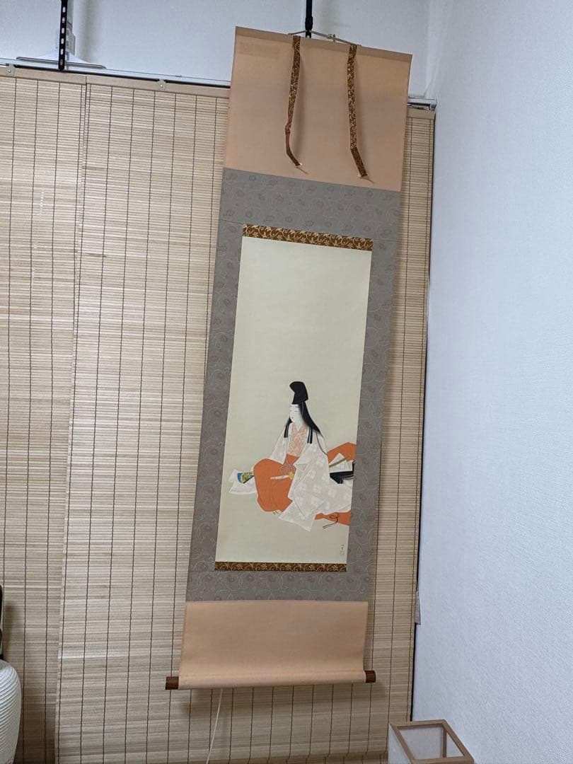 上村松園 筆「静」 リトグラフ 限定200部の内 第125番 掛軸 木箱付き