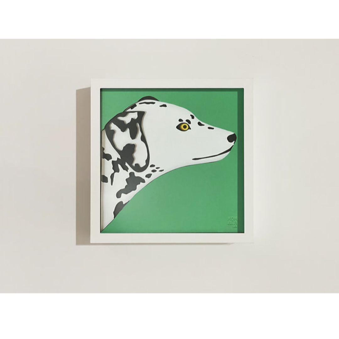 【美品】【希少】駒形克巳 彫紙アート ダルメシアン　サイン入り